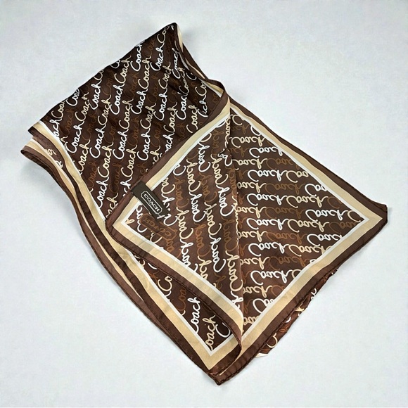 Vintage Coach Signature Silk Scarf Twilly - Picture 3 of 4